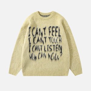 Concert Outfit Vintage Print Letter Sweater