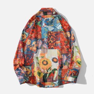 Concert Outfit Vintage Print Long-Sleeved Shirt