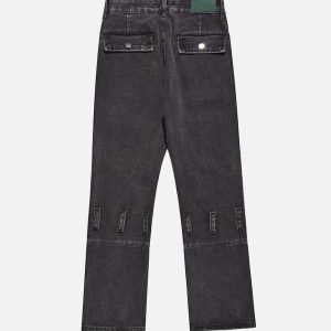 Concert Outfit Vintage Punk Distressed Multi-Pocket Jeans