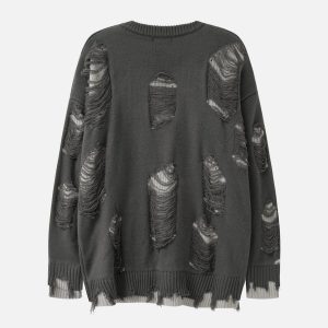 Concert Outfit Vintage Ripped Hole Oversized Sweater