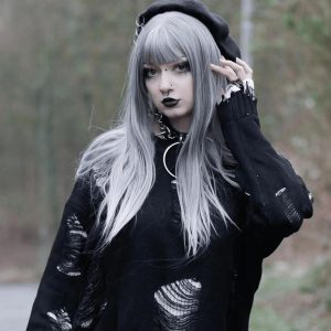 Concert Outfit Vintage Ripped Hole Oversized Sweater