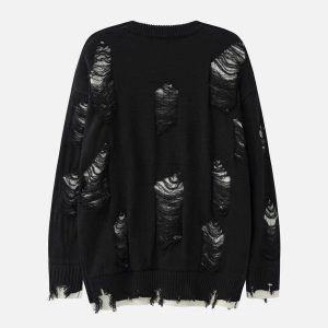 Concert Outfit Vintage Ripped Hole Oversized Sweater