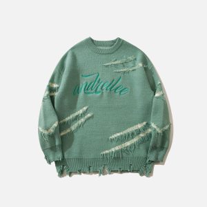 Concert Outfit Vintage Ripped Lazy Style Sweater