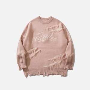 Concert Outfit Vintage Ripped Lazy Style Sweater