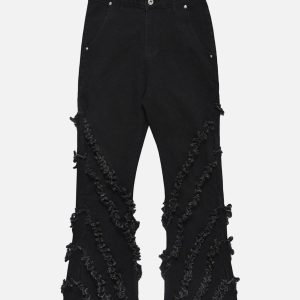 Concert Outfit Vintage Rough Edge Flared Jeans