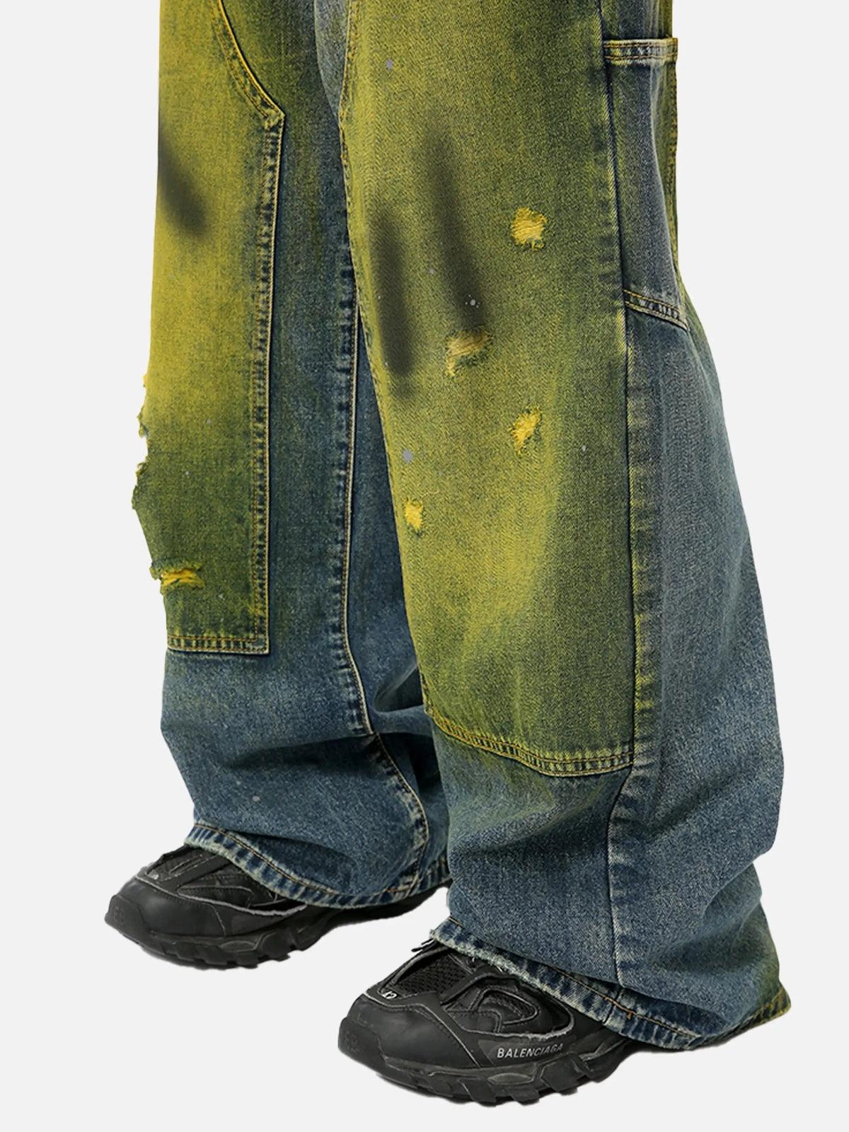 Concert Outfit Vintage Spray-Painted Patch Ripped Jeans Concert Outfit Vintage Spray-Painted Patch Ripped Jeans