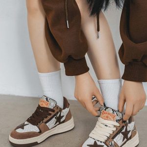 Concert Outfit Vintage Star Patchwork Skate Shoes