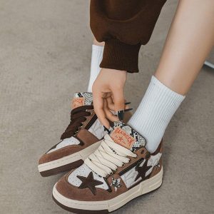 Concert Outfit Vintage Star Patchwork Skate Shoes