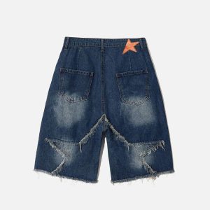 Concert Outfit Vintage Starry Fringe Hem Jorts