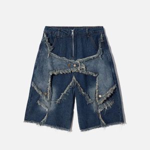 Concert Outfit Vintage Starry Fringe Hem Jorts