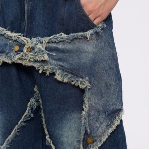 Concert Outfit Vintage Starry Fringe Hem Jorts