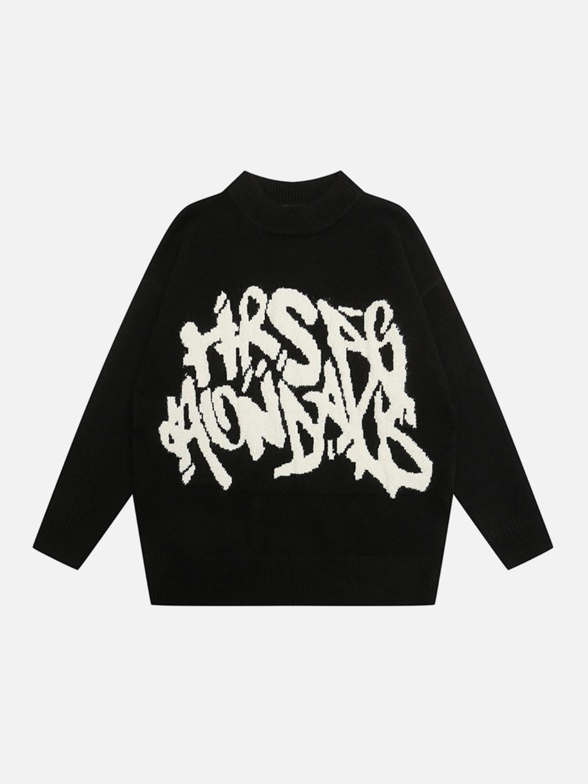 Concert Outfit Vintage street Letter Embroidery Sweater Concert Outfit Vintage street Letter Embroidery Sweater