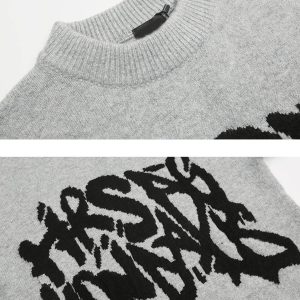 Concert Outfit Vintage street Letter Embroidery Sweater