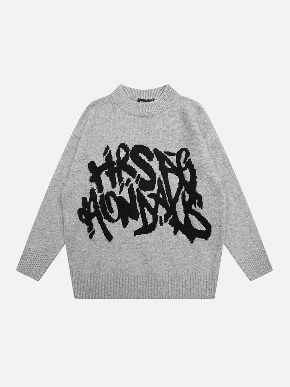 Concert Outfit Vintage street Letter Embroidery Sweater Concert Outfit Vintage street Letter Embroidery Sweater