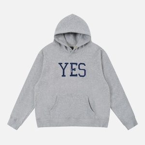 Concert Outfit Vintage Street Minimalistic Letter Leisure Hoodie