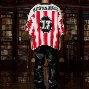 Concert Outfit Vintage Striped Baseball Short-Sleeved Knit Sweater