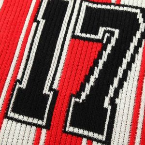 Concert Outfit Vintage Striped Baseball Short-Sleeved Knit Sweater