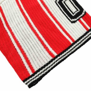 Concert Outfit Vintage Striped Baseball Short-Sleeved Knit Sweater