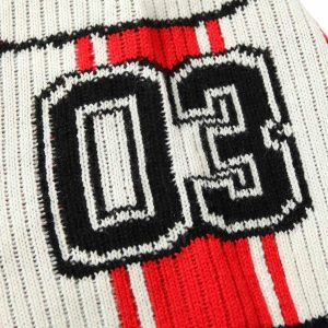 Concert Outfit Vintage Striped Baseball Short-Sleeved Knit Sweater