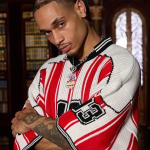 Concert Outfit Vintage Striped Baseball Short-Sleeved Knit Sweater