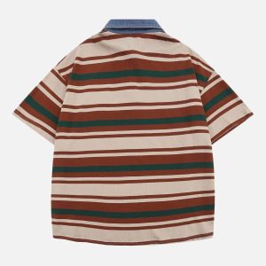 Concert Outfit Vintage Striped Polo Shirt