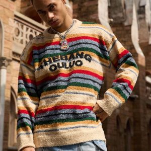 Concert Outfit Vintage Striped Sweater