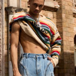 Concert Outfit Vintage Striped Sweater