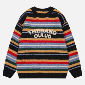 Concert Outfit Vintage Striped Sweater