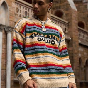 Concert Outfit Vintage Striped Sweater