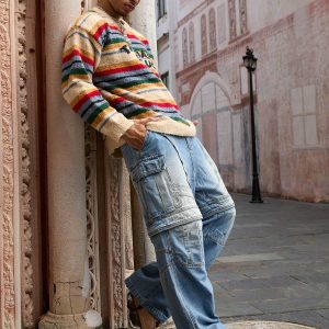 Concert Outfit Vintage Striped Sweater