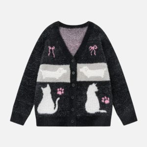 Concert Outfit Vintage Stripes Collision Color Thickened Cardigan