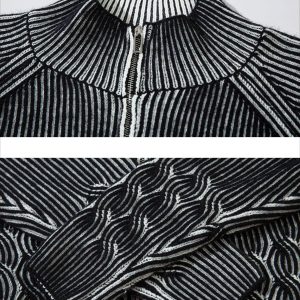 Concert Outfit Vintage Turtleneck Zipper Cardigan