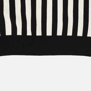 Concert Outfit Vintage Vertical Striped Preppy V-Neck Sweater