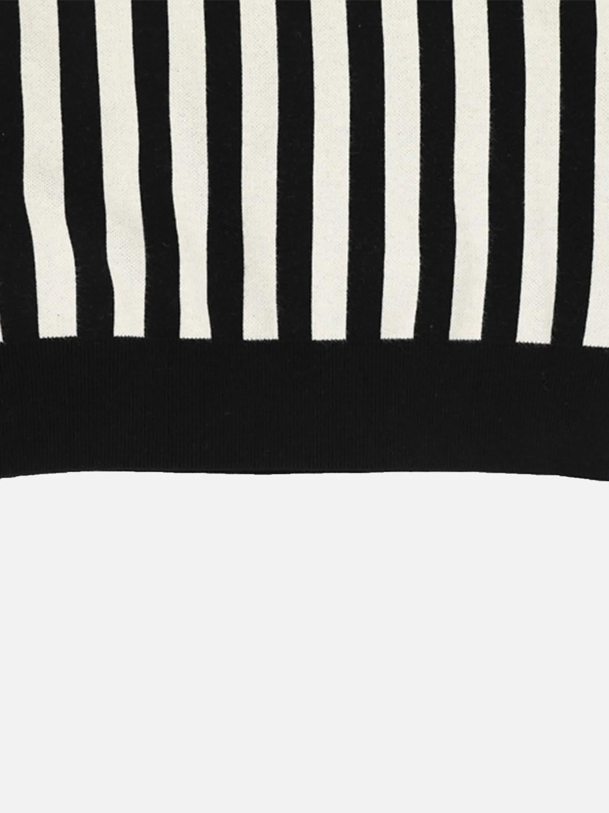 Concert Outfit Vintage Vertical Striped Preppy V-Neck Sweater Concert Outfit Vintage Vertical Striped Preppy V-Neck Sweater