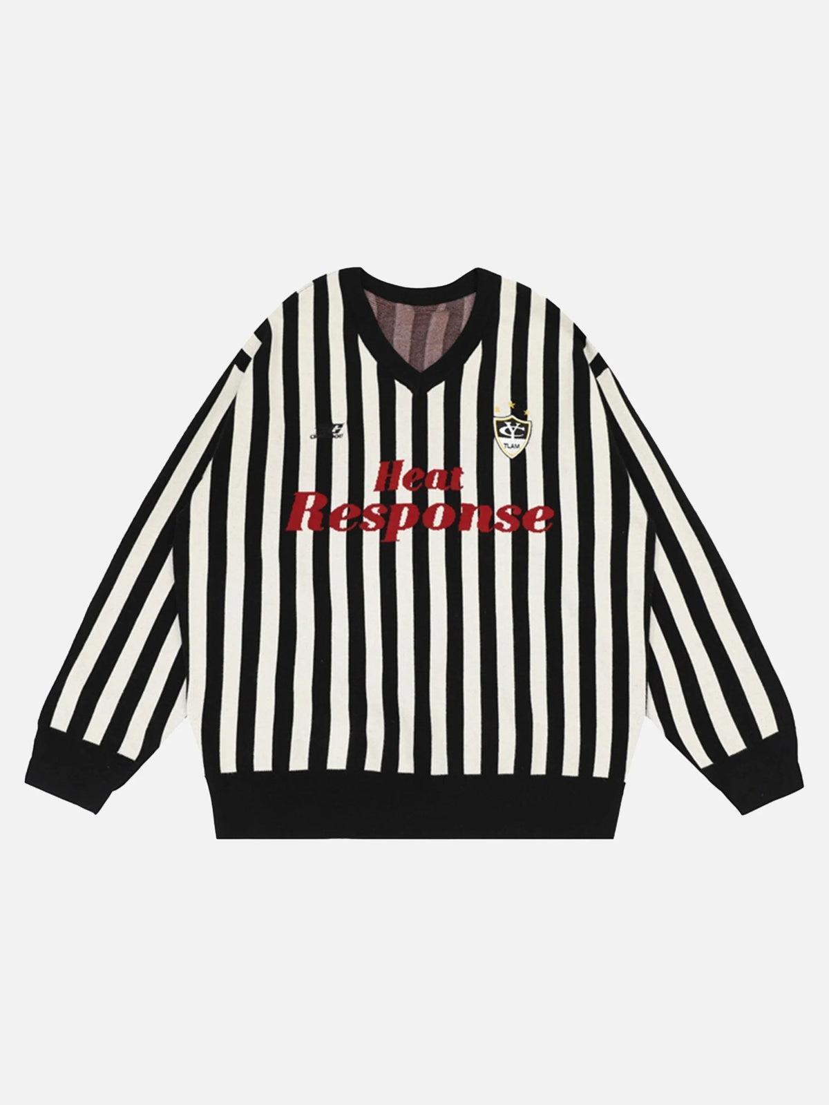 Concert Outfit Vintage Vertical Striped Preppy V-Neck Sweater Concert Outfit Vintage Vertical Striped Preppy V-Neck Sweater