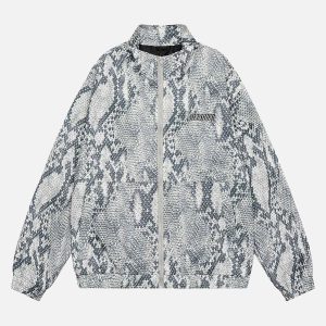 Concert Outfit Vintage Vibe Print Windbreaker Jacket