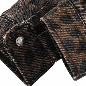Concert Outfit Vintage Washed Cheetah Denim Jacket