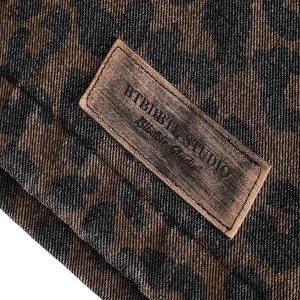 Concert Outfit Vintage Washed Cheetah Denim Jacket