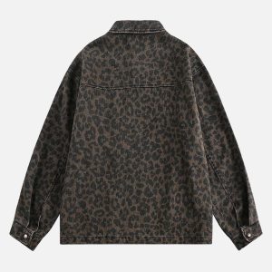 Concert Outfit Vintage Washed Cheetah Denim Jacket