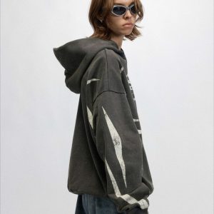 Concert Outfit Vintage Washed Distressed Hoodie