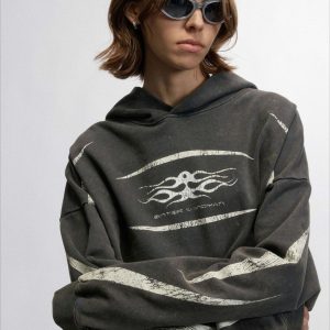 Concert Outfit Vintage Washed Distressed Hoodie