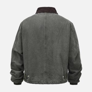 Concert Outfit Vintage Washed Distressed Quilted Work Jacket