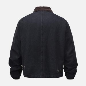 Concert Outfit Vintage Washed Distressed Quilted Work Jacket