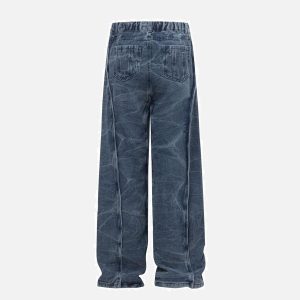 Concert Outfit Vintage Washed Irregular Stitching Jeans