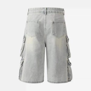 Concert Outfit Vintage Washed Loose Wide-Leg Denim Jorts