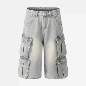 Concert Outfit Vintage Washed Loose Wide-Leg Denim Jorts