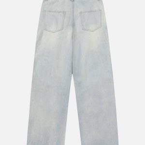 Concert Outfit Vintage Washed Multi-Pocket Work Jeans