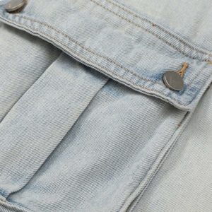 Concert Outfit Vintage Washed Multi-Pocket Work Jeans
