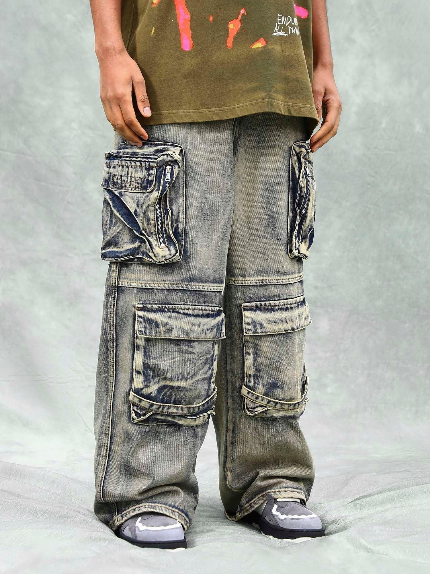 Concert Outfit Vintage Washed Multifunctional Denim Overalls Concert Outfit Vintage Washed Multifunctional Denim Overalls