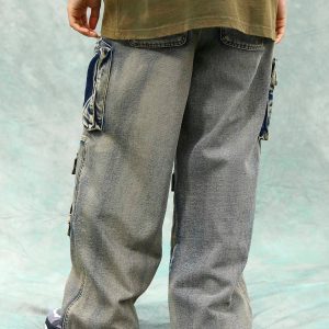 Concert Outfit Vintage Washed Multifunctional Denim Overalls